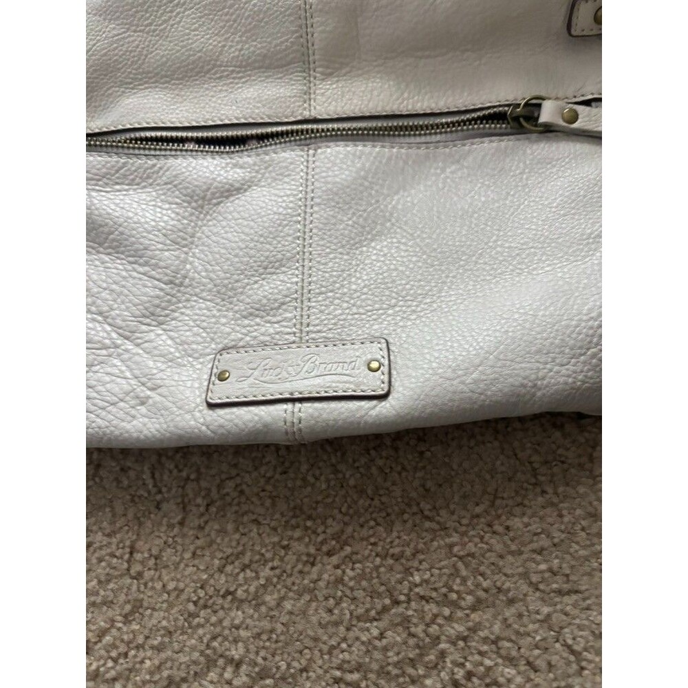 Lucky Brand Real Leather  Foldover Option Shoulder Crossbody Bag White Y2k - Picture 3 of 12